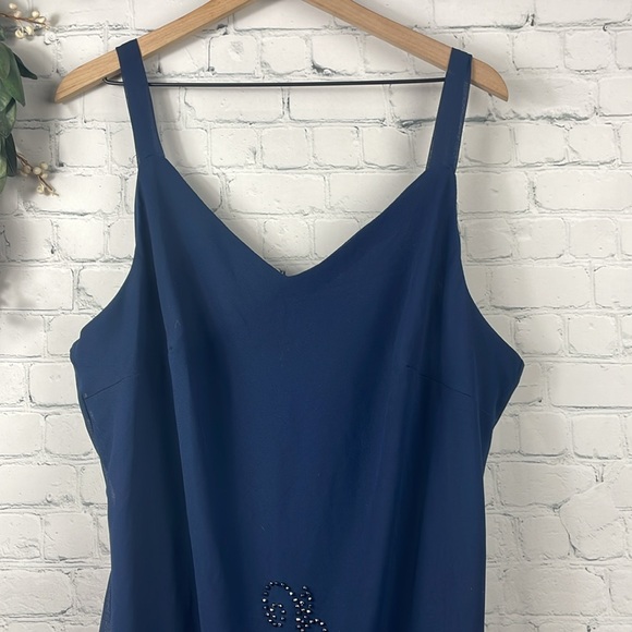 CATHERINES Masquerade Beaded Blue Sleeveless Maxi Gown size 24WP - Picture 4 of 8